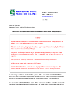 Financial Analysis of the Algonquin Power/Windlectric Amherst