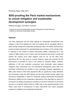SDG-proofing the Paris market mechanisms to unlock mitigation and