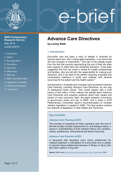 Advance Care Directives - Parliament of NSW