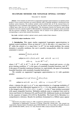 minimize I_ h(x(t), u(t)) dt (1) subject to :(t) =f(x(t), u(t)) and u(t) x(0) a