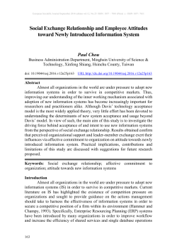 Social Exchange Relationship and Employee Attitudes toward