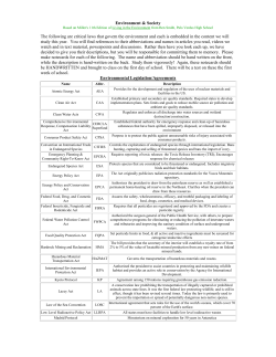 Environmental Law and Legislation Summer Assignment