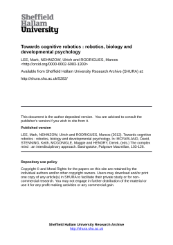 Towards cognitive robotics : robotics, biology and developmental