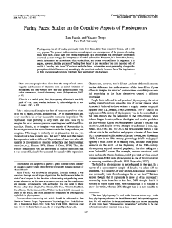 Facing Faces: Studies on the Cognitive Aspects of