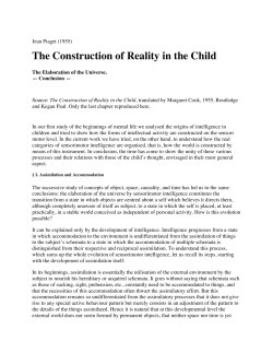 The Construction of Reality in the Child