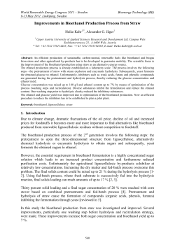 Improvements in Bioethanol Production Process from Straw