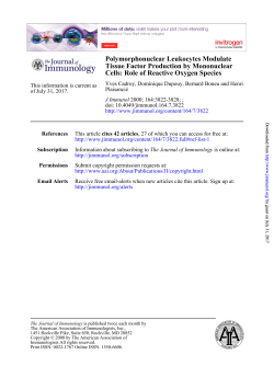 Cells: Role of Reactive Oxygen Species Tissue Factor Production by