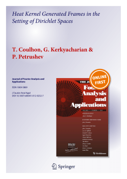 Heat Kernel Generated Frames in the Setting of Dirichlet Spaces T