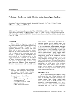 Preliminary Species and Media Selection for the Veggie Space