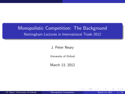 Monopolistic Competition: The Background