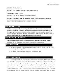 Analysis of Variance (ANOVA)