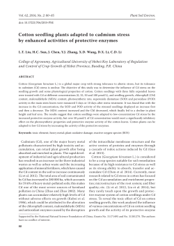 Cotton seedling plants adapted to cadmium stress by enhanced