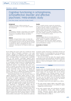 Cognitive functioning in schizophrenia, schizoaffective disorder and