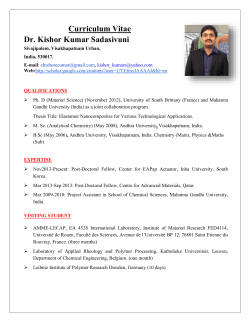 Curriculum Vitae Dr. Kishor Kumar Sadasivuni