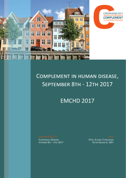 Complement in human disease, September 8th