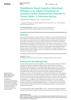 Mindfulness-Based Cognitive Behavioral Therapy as an