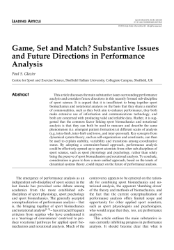 Game, Set and Match? Substantive Issues and Future
