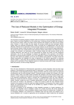 The Use of Reduced Models in the Optimisation of Energy