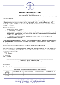 Unit 2 and Biology Unit 1 VCE Exams