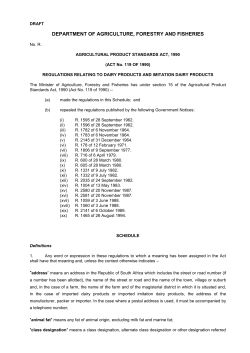 Standards for milk - Department of Agriculture, Forestry and Fisheries