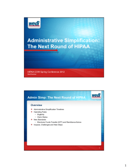 Administrative Simplification: The Next Round of HIPAA