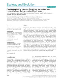 Plants adapted to warmer climate do not outperform regional plants