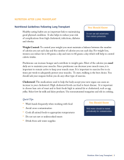 NUTRITION AFTER LUNG TRANSPLANT Nutritional Guidelines