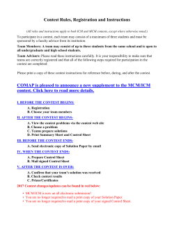 MCM/ICM Contest Rules, Registration and Instructions