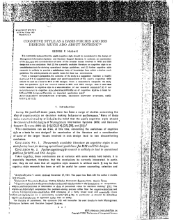 cognitive style as a basis for mis and dss designs