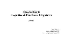 Intro to Cognitive Linguistics Class 2