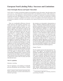European Food-Labeling Policy: Successes and