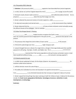 15.1 The puzzle of life`s diversity 1. Evolution is the process by