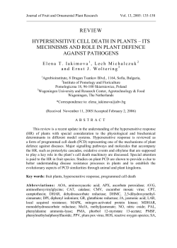 REVIEW HYPERSENSITIVE CELL DEATH IN PLANTS – ITS