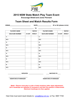 2015 NSW State Match Play Team Event Team Sheet and Match