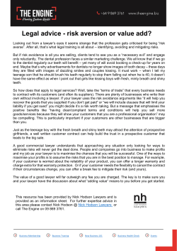 Legal advice - risk aversion or value add?