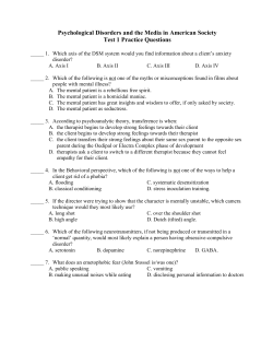 Psychological Disorders and the Media in American Society Test 1