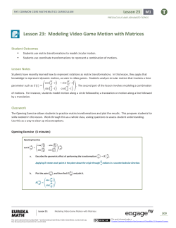 Lesson 23: Modeling Video Game Motion with Matrices