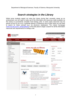 Search strategies in the Library - Department of Biological Sciences