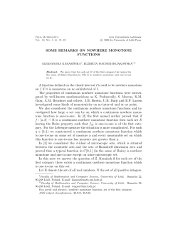 SOME REMARKS ON NOWHERE MONOTONE FUNCTIONS A