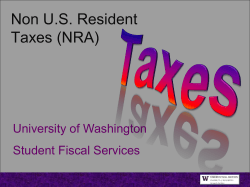 Non-Resident Alien Taxes - University of Washington