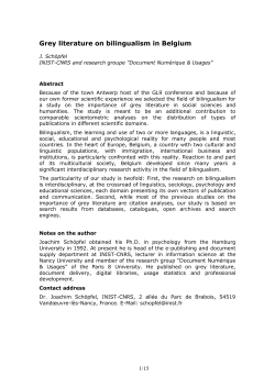 Grey literature on bilingualism in Belgium - Archive SIC