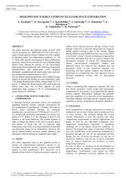 High Specific Energy Lithium Cells for Space Exploration