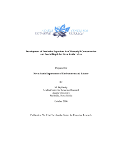 Development of Predictive Equations for Chlorophyll Concentration