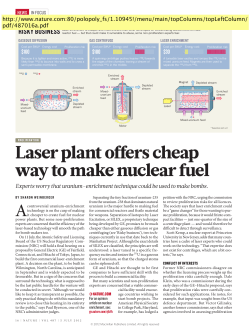 Laser plant offers cheap way to make nuclear fuel