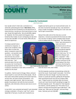 The County Connection Winter 2014 Jeopardy Contestant