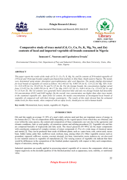 Comparative study of trace metal (Cd, Cr, Cu, Fe, K, Mg
