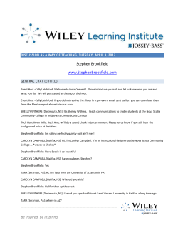 Discussion as a Way of Teaching, Tuesday, April 3, 2012