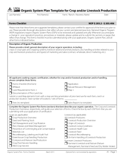 Organic System Plan Template for Crop and/or Livestock
