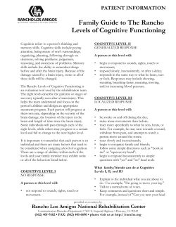 Family Guide to The Rancho Levels of Cognitive