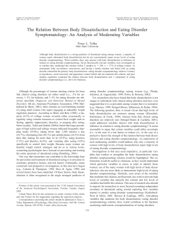 The Relation Between Body Dissatisfaction and Eating